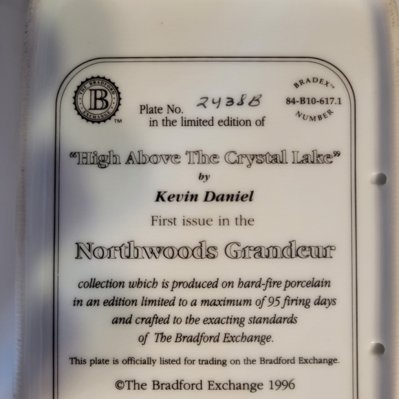 VTG Bradford Exchange 1996 "High Above The Crystal Lake" l. ed. Collection plate - Picture 5 of 7